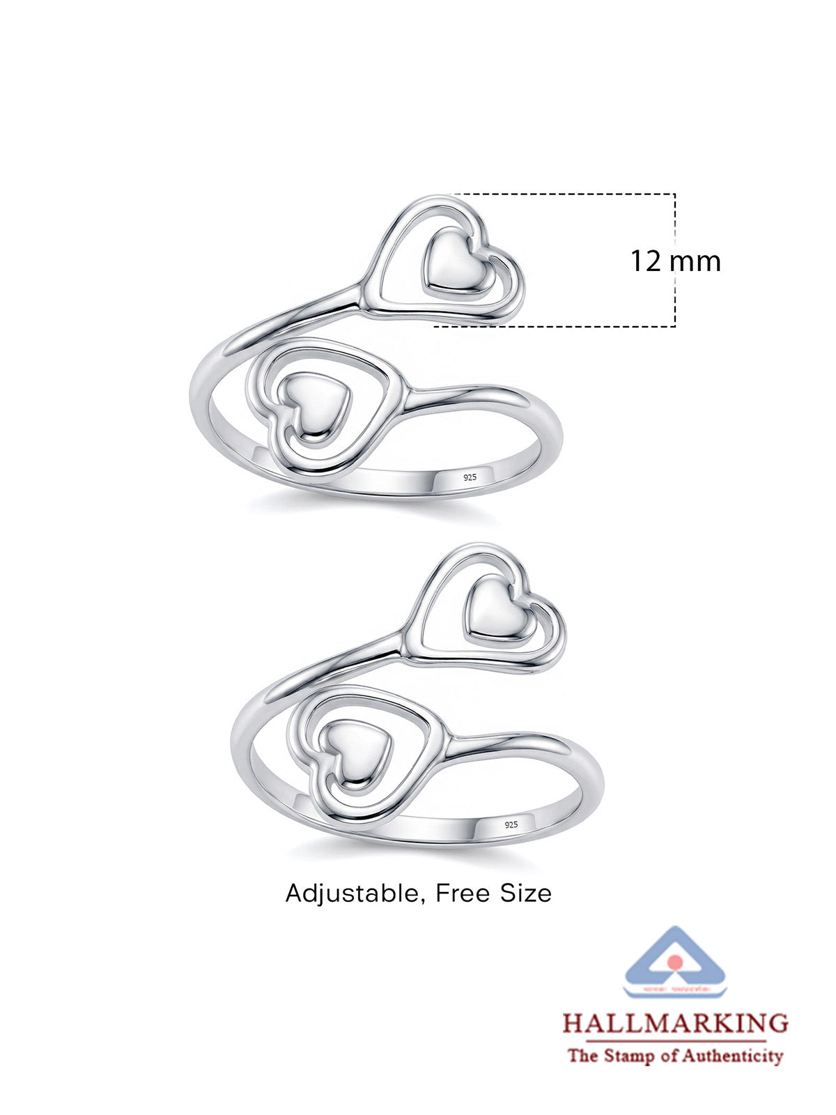 Double Heart Toe Ring