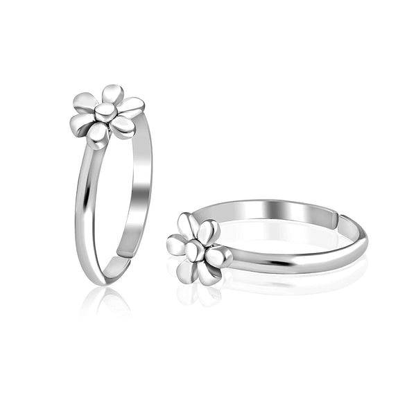 925 Sterling Silver Flower Fancy Toe Ring for Women