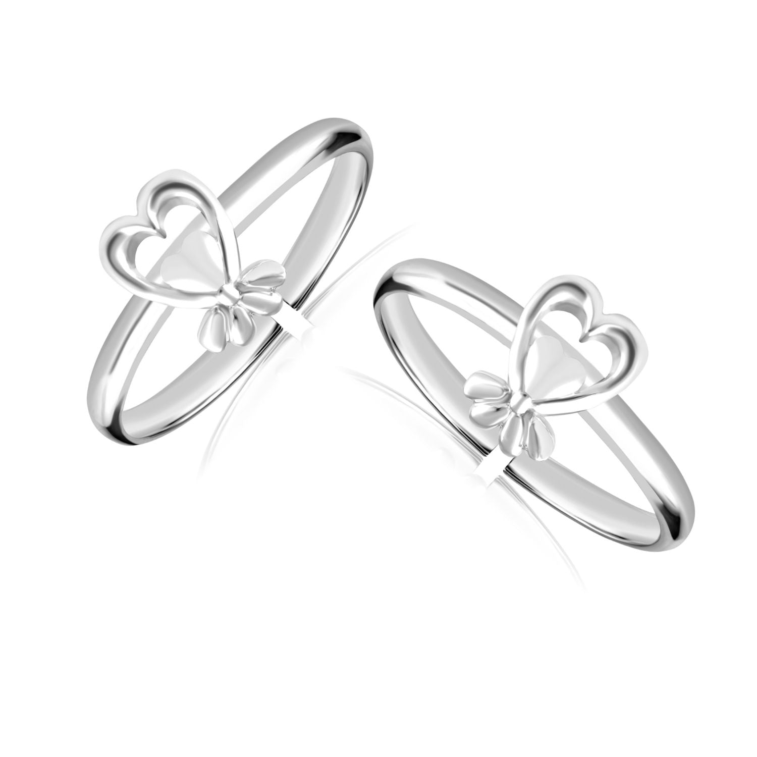 925 Sterling Silver Crossover Heart Toe Ring for Women
