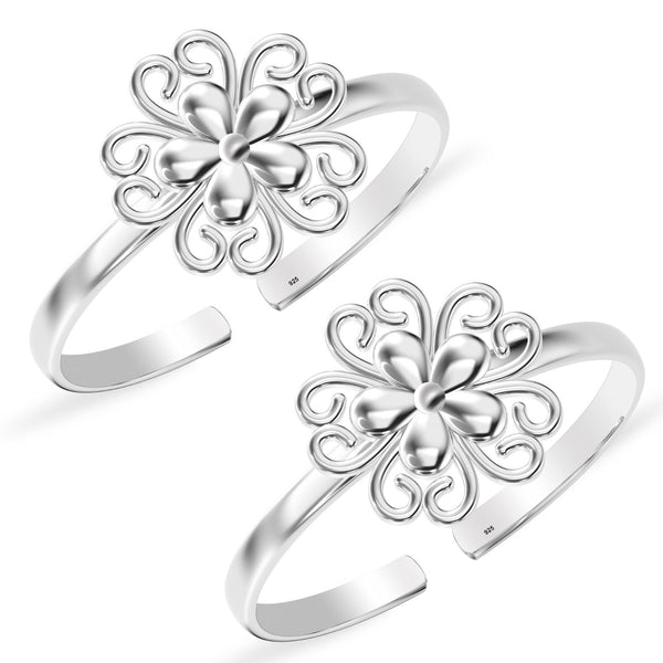 925 Sterling Silver Floral Toerings for Women