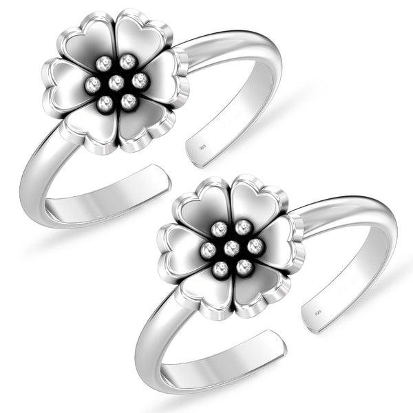 925 Sterling Silver Flower Toe Ring for Women