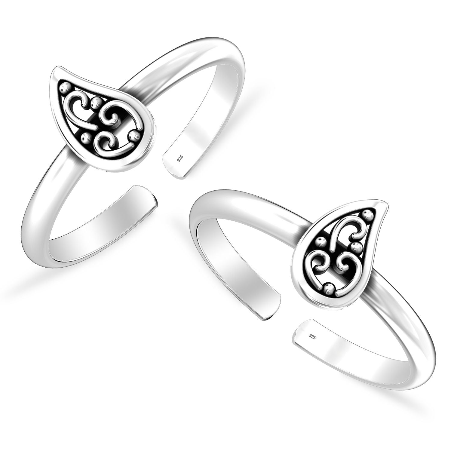 925 Sterling Silver Antique Floral Toe Ring for Women