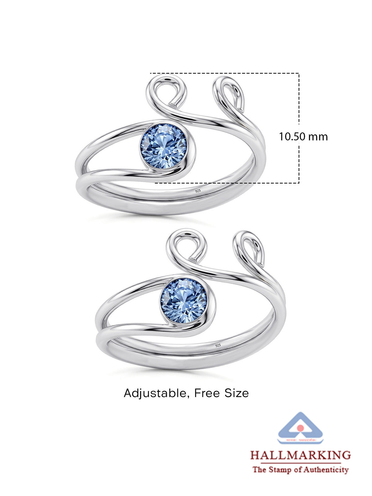 Zafiro Blue Stone Women's Toe Ring