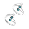 925 Sterling Silver Double Stone Toe Ring for Women