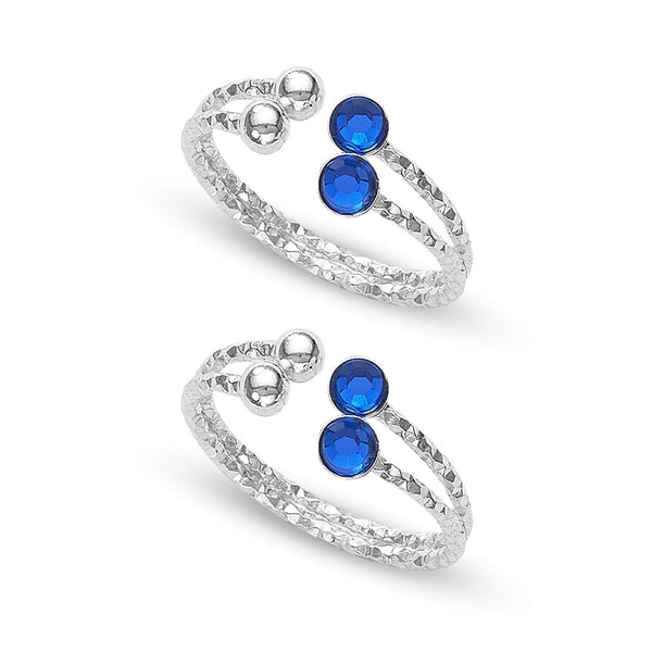 925 Sterling Silver Bue Stone Toe Ring for Women