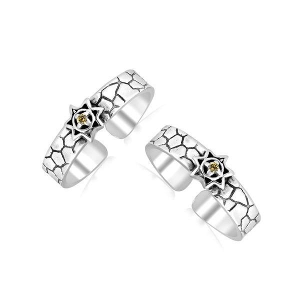 925 Sterling Silver Antique Star Design Toe Ring For Women