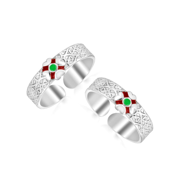 925 Sterling Silver Enamel Toe Ring For Women