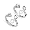 925 Sterling Silver Heart Design Toe Ring for Women