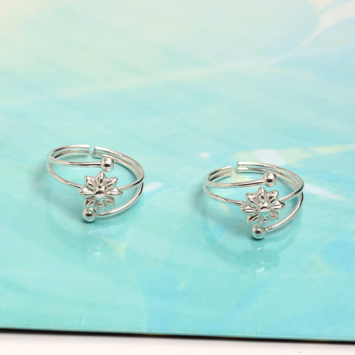 Floral Silver Toe Ring