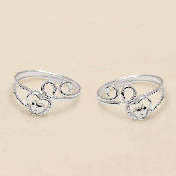 925 Sterling Silver Women's Heart Style Toe Rings