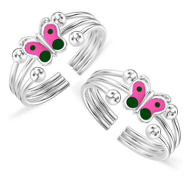 925 Sterling Silver Designer Butterfly Enamel Toerings for Women