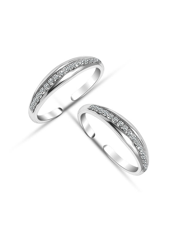 CZ Half-Eternity Adjustable Toe Ring