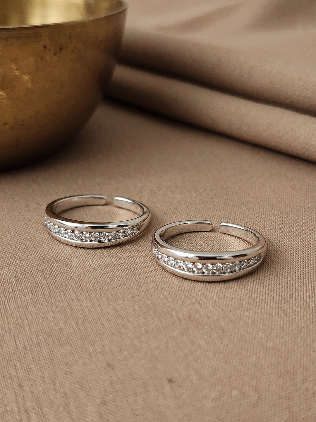 CZ Half-Eternity Adjustable Toe Ring