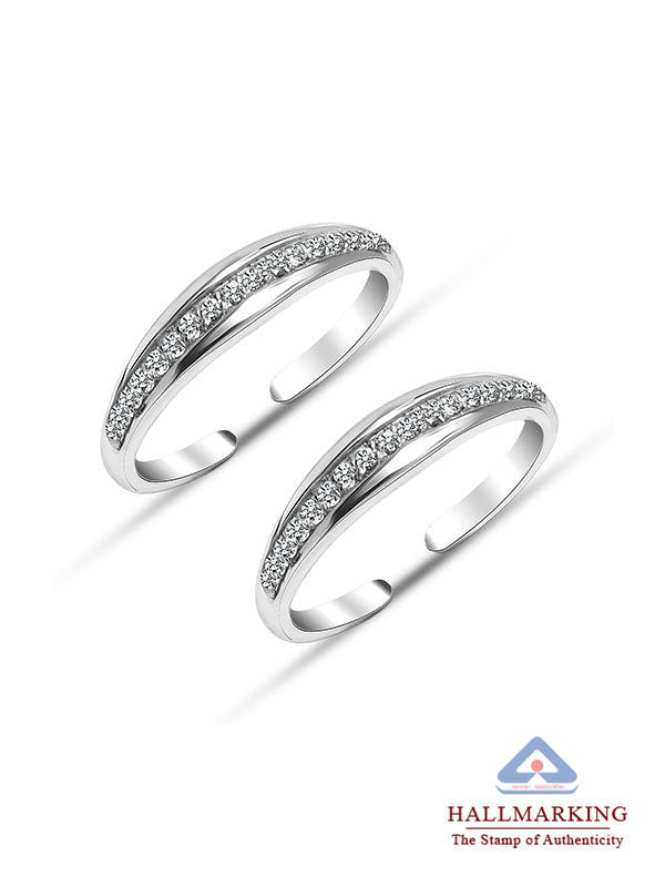 CZ Half-Eternity Adjustable Toe Ring