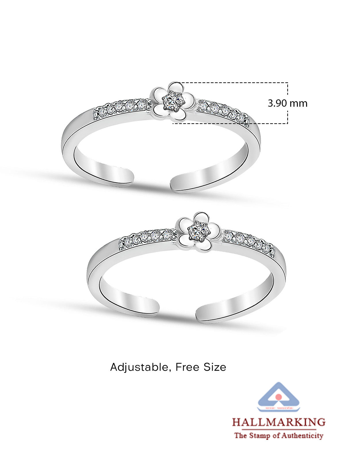 CZ Flower Adjustable Toe Ring