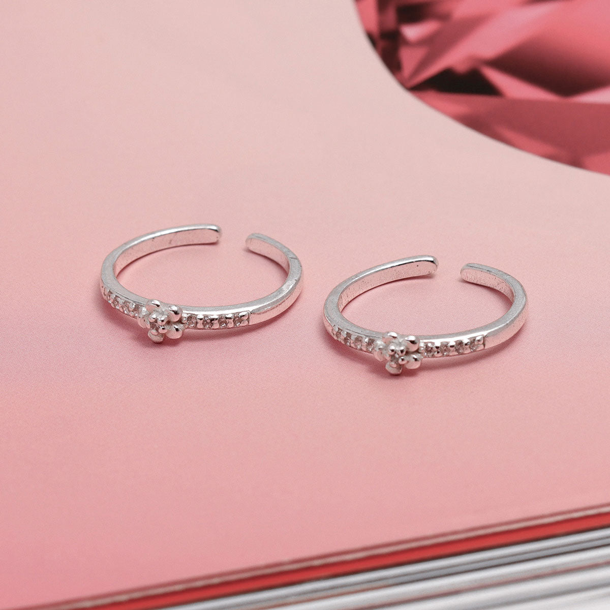 CZ Flower Adjustable Toe Ring for Women