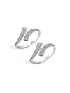 Rhodium CZ Twisted Toe Ring