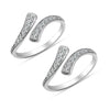 925 Sterling Silver Cubic Zirconia Adjustable Twist Toe Ring for Women
