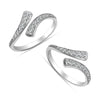 925 Sterling Silver Cubic Zirconia Adjustable Twist Toe Ring for Women