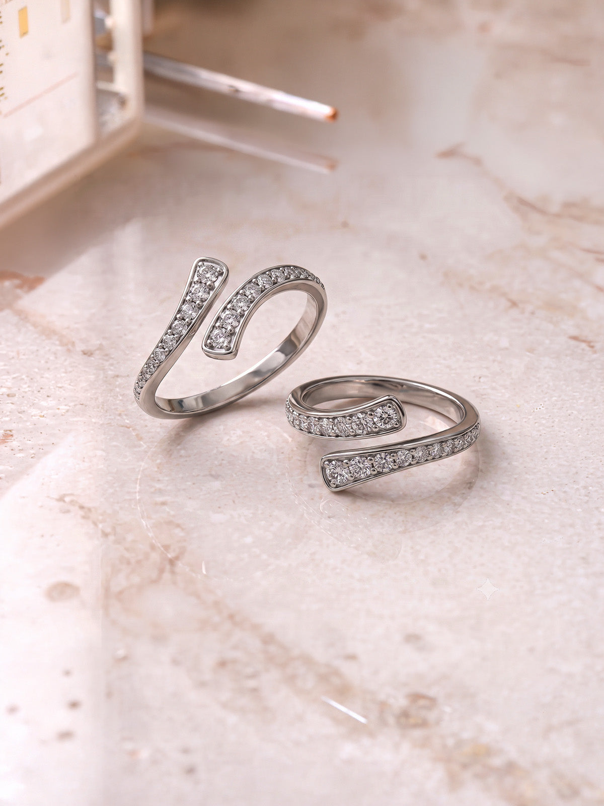 Rhodium CZ Twisted Toe Ring