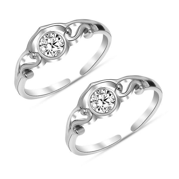 925 Sterling Silver Cubic Zirconia Crown Shape Adjustable Toe Ring for Women