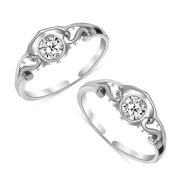 925 Sterling Silver Cubic Zirconia Crown Shape Adjustable Toe Ring for Women