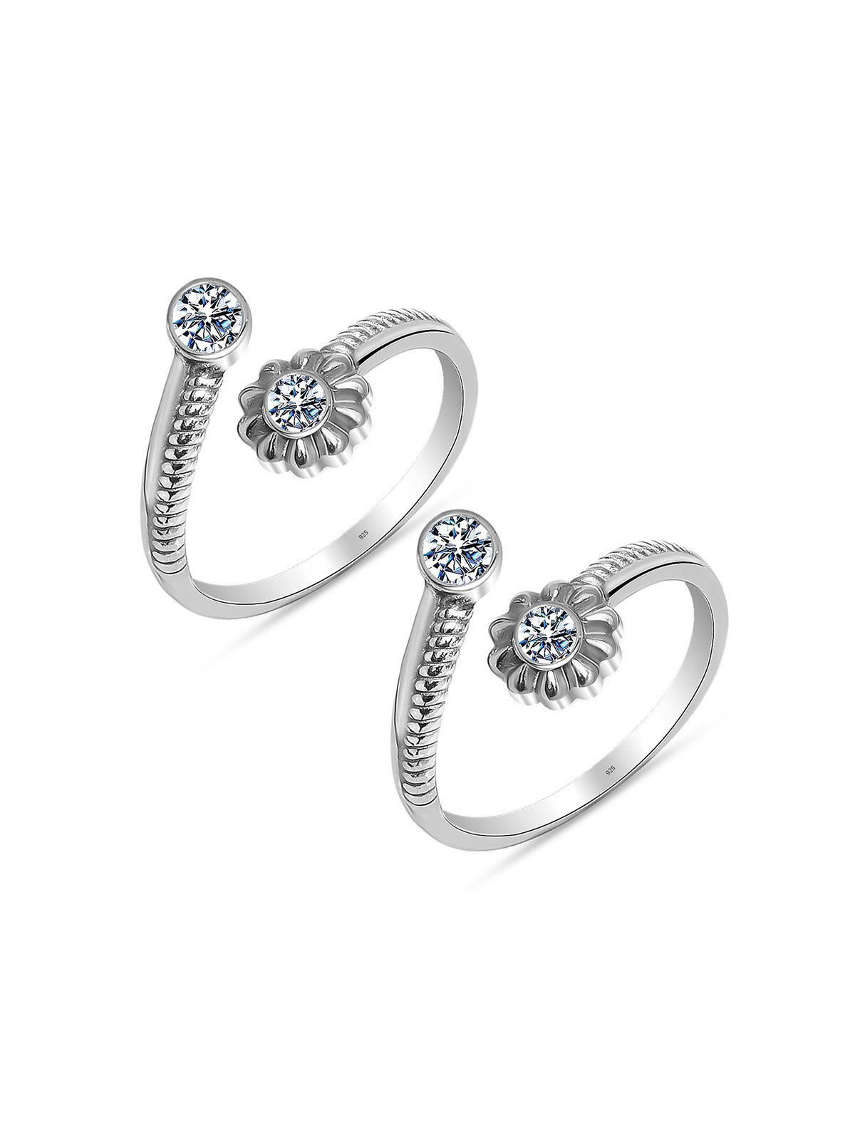 Rhodium Shine Toe Ring