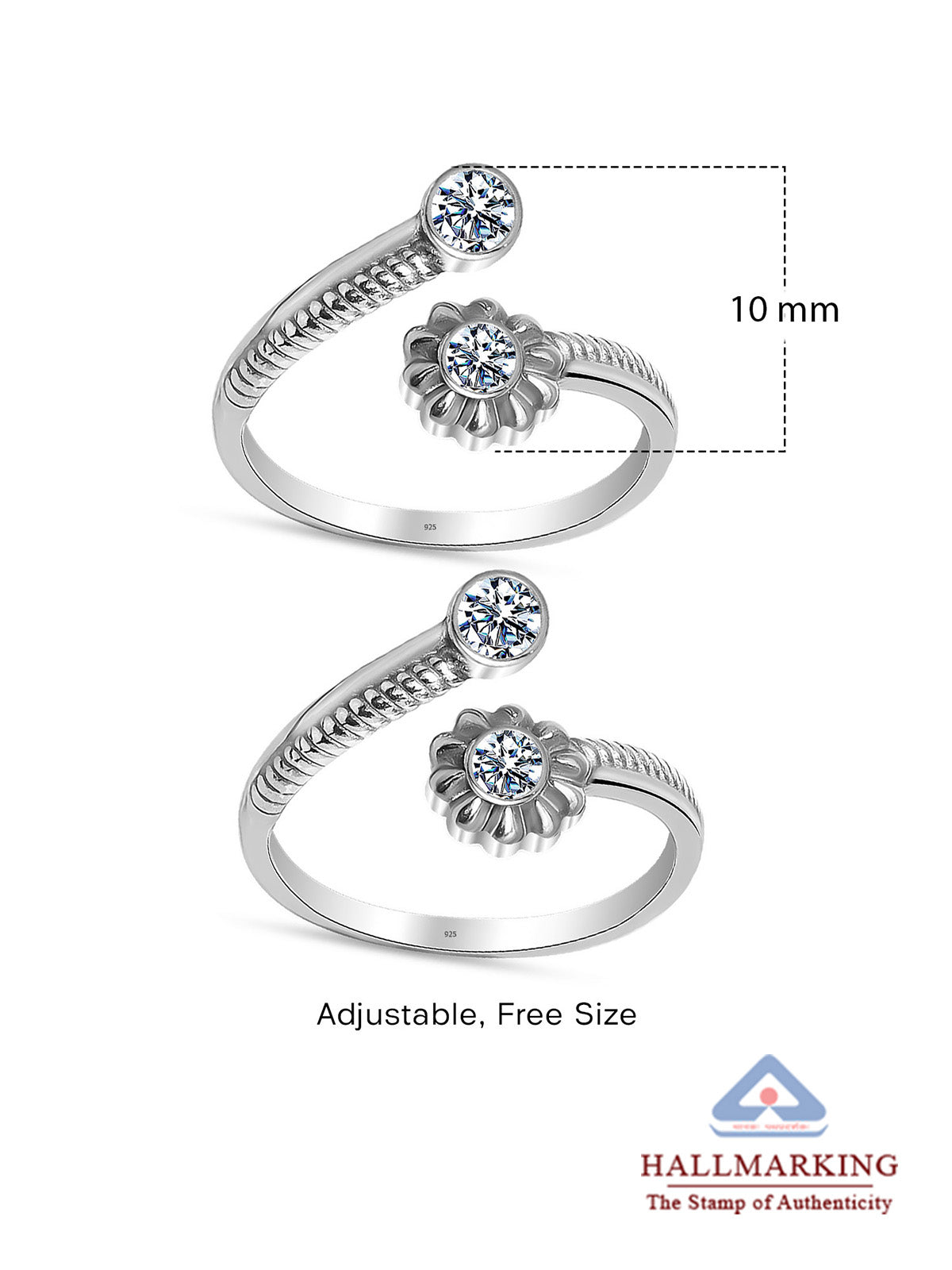 Rhodium Shine Toe Ring