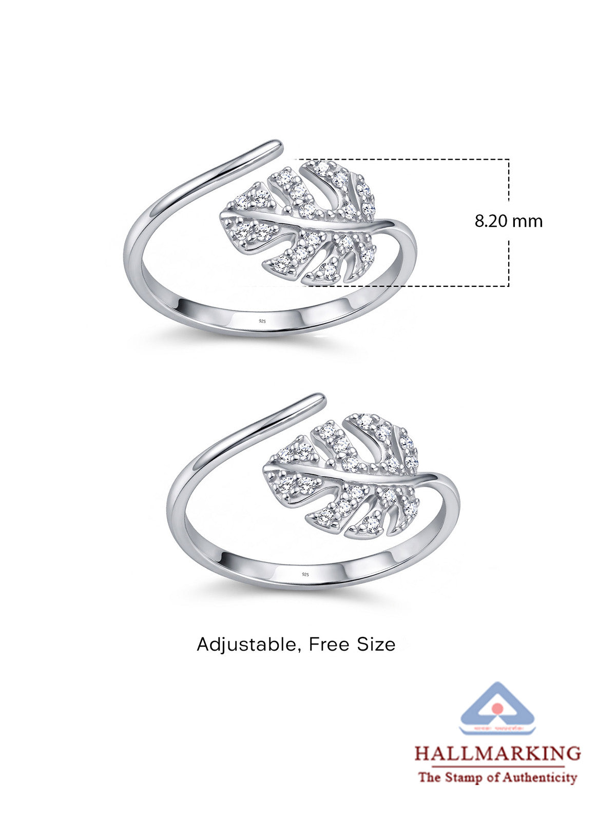 Virelle CZ Leaf Open Toe Ring