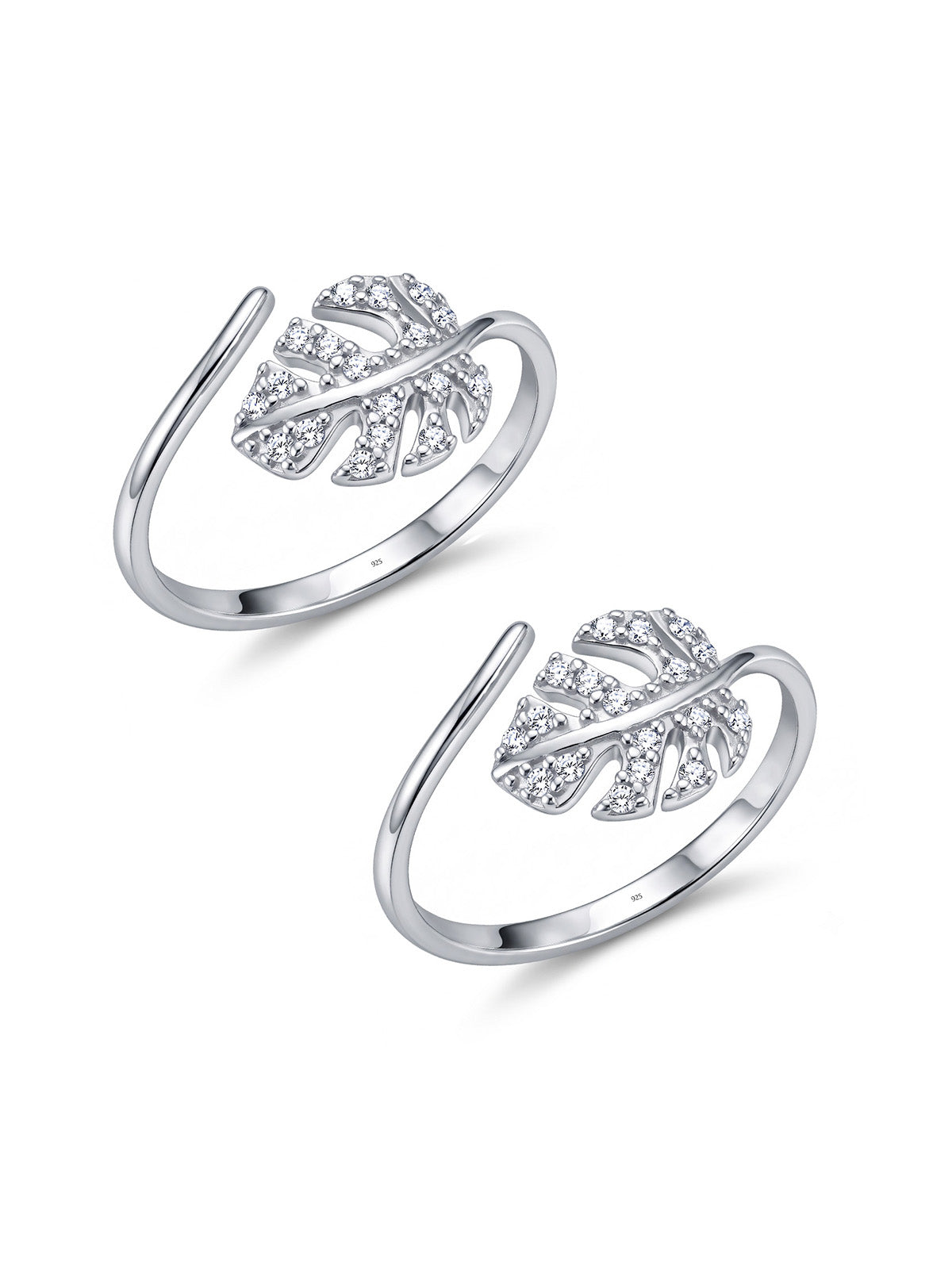 Virelle CZ Leaf Open Toe Ring