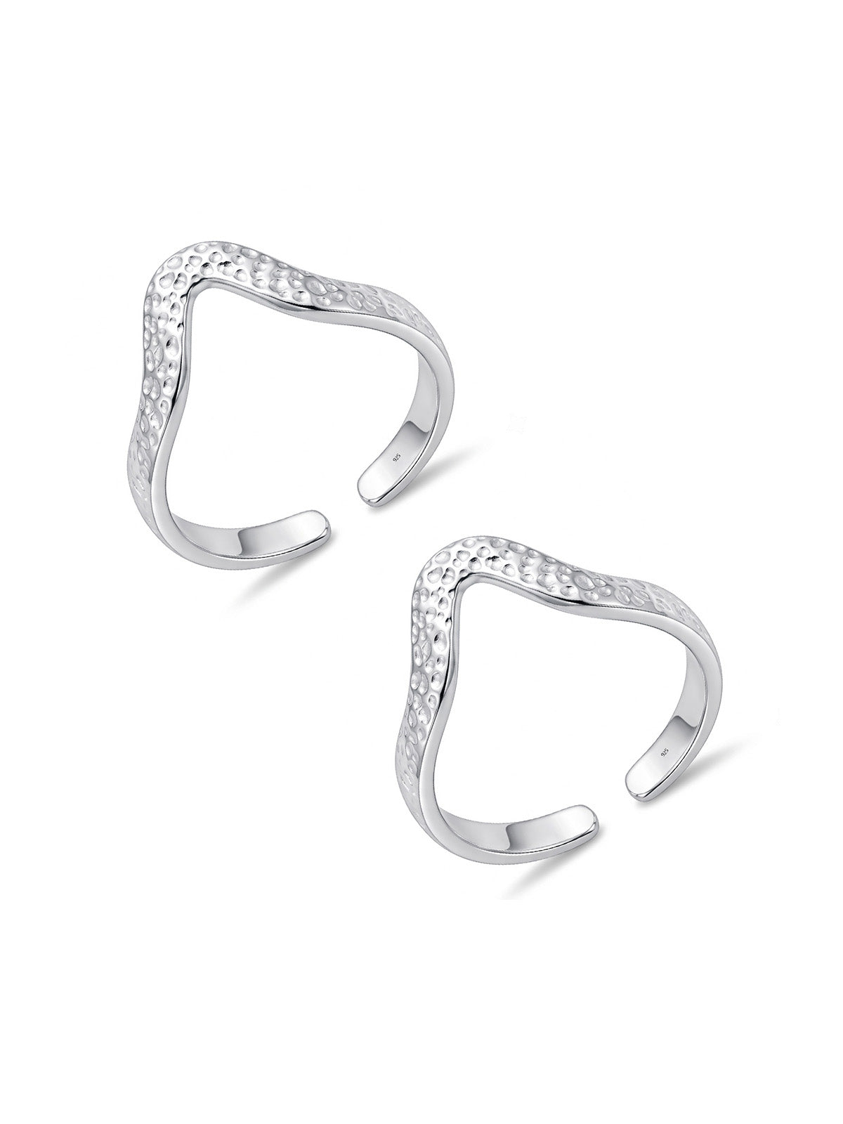 Silver Textured Open Toe Rings