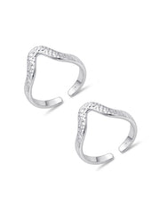 Silver Textured Open Toe Rings
