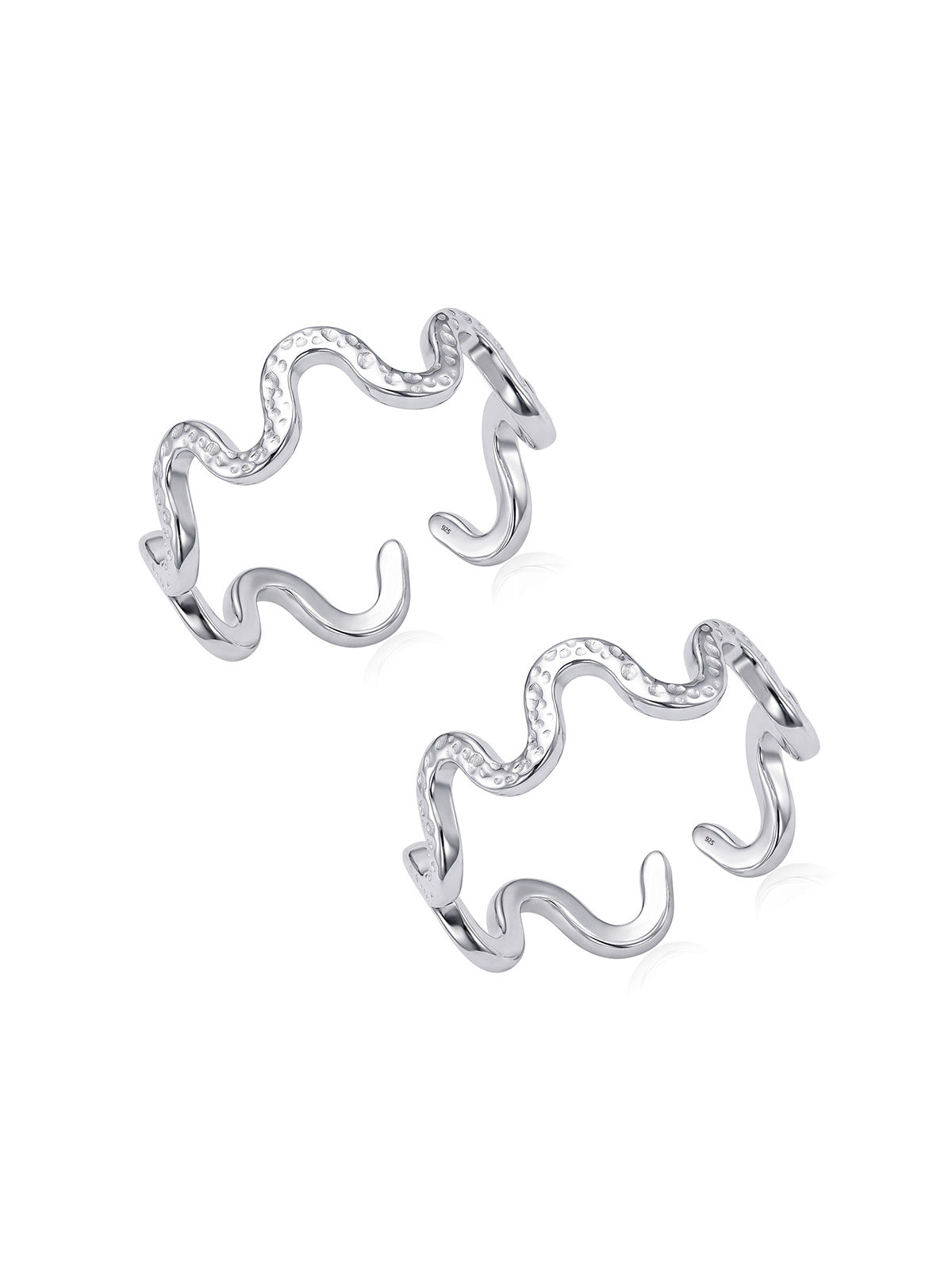 Silver Textured Wave Toe Ring