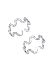 Silver Textured Wave Toe Ring