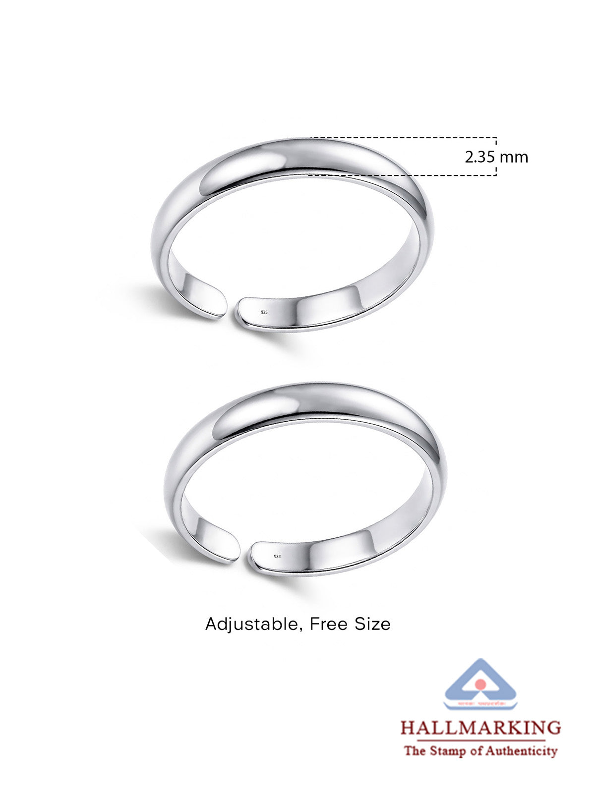 Silver Classic Open Toe Rings
