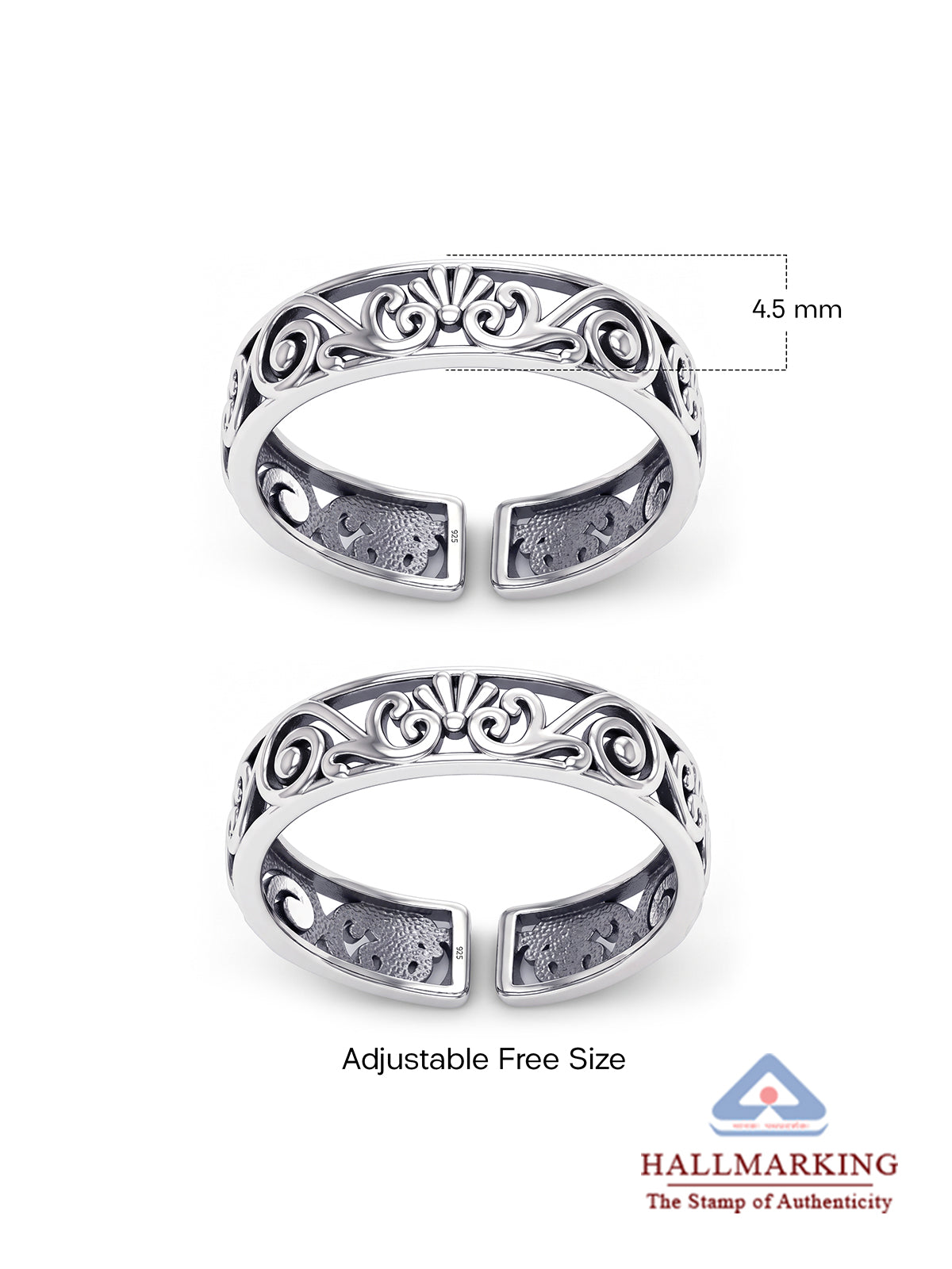Vintage Scroll Open Toe Ring