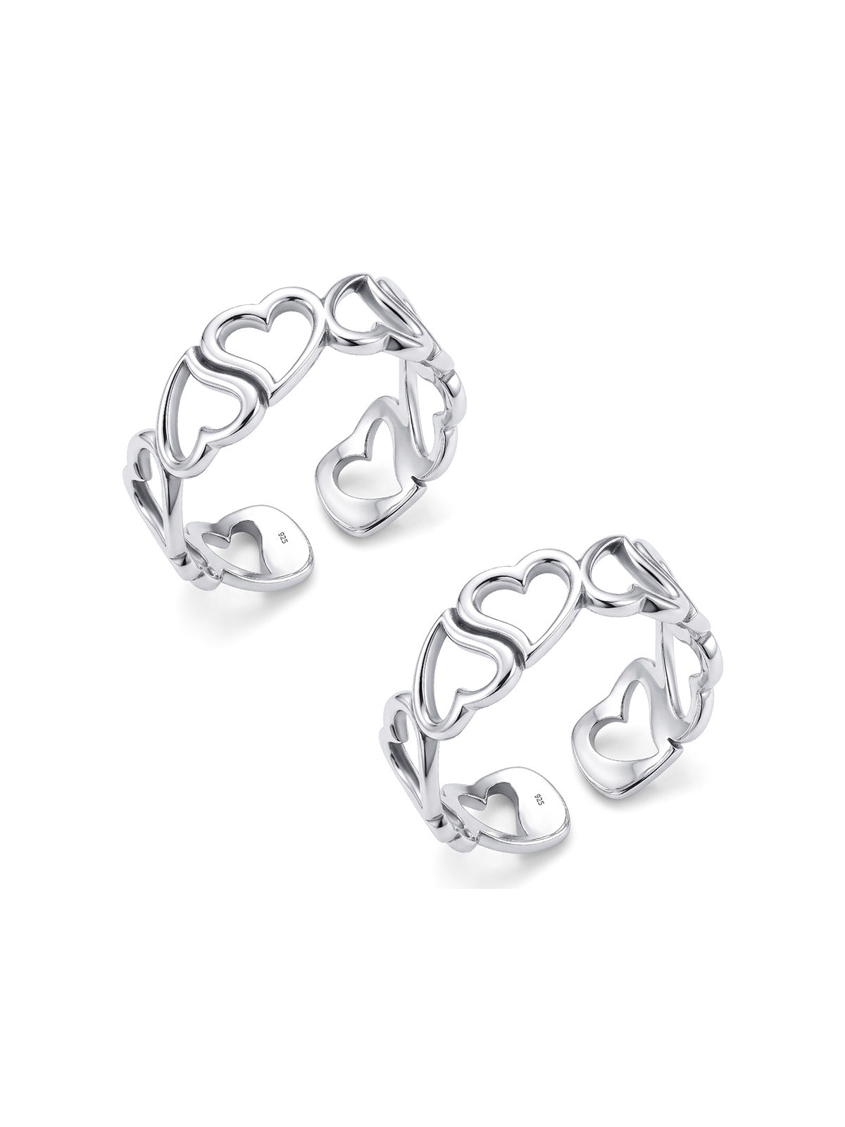 Silver Heart Link Toe Rings