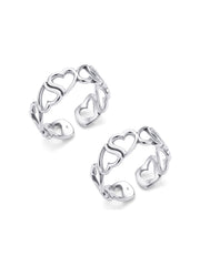 Silver Heart Link Toe Rings