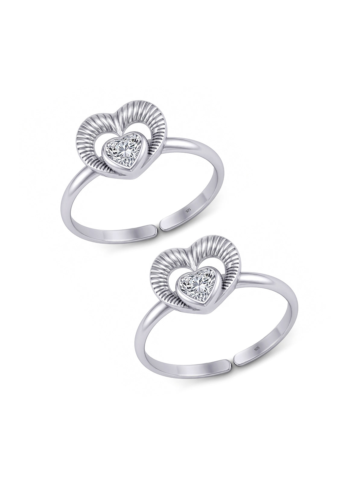 Heart Shape Crystal Open Cuff Toe Ring