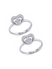Heart Shape Crystal Open Cuff Toe Ring