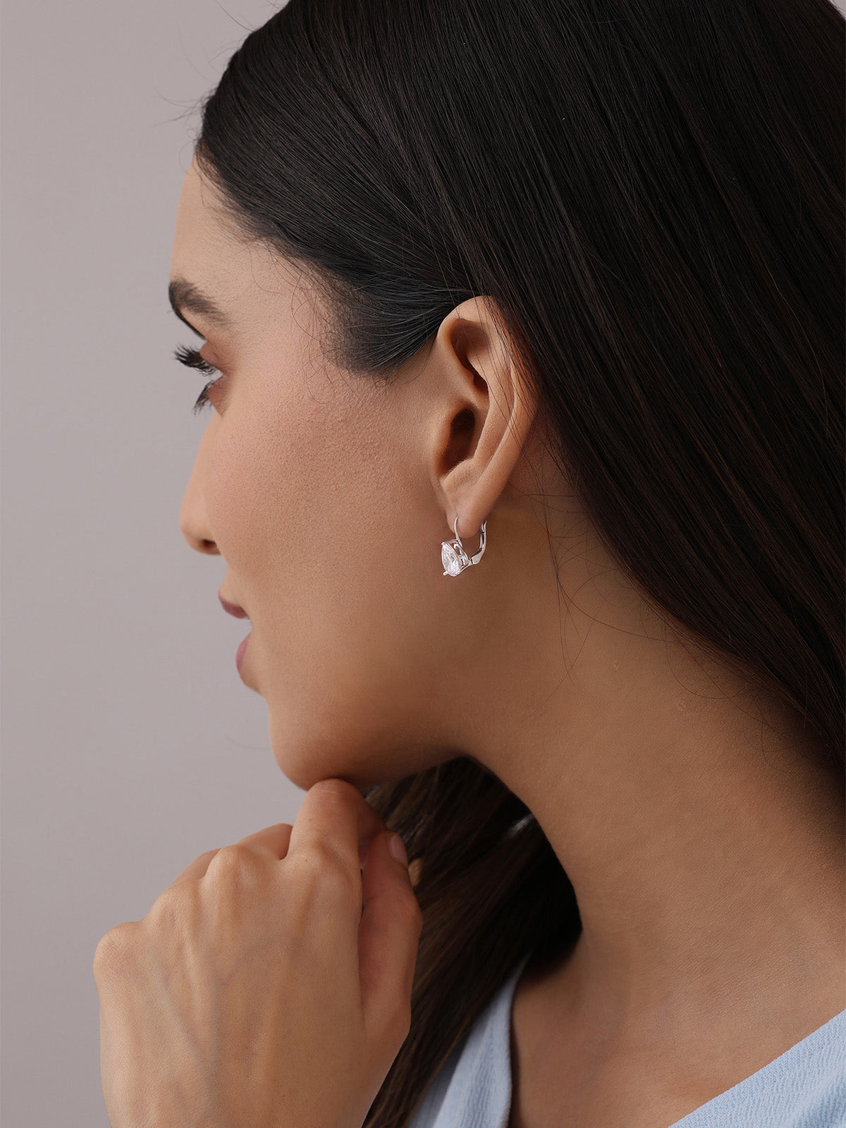 Rhodium Shine Drop Earrings