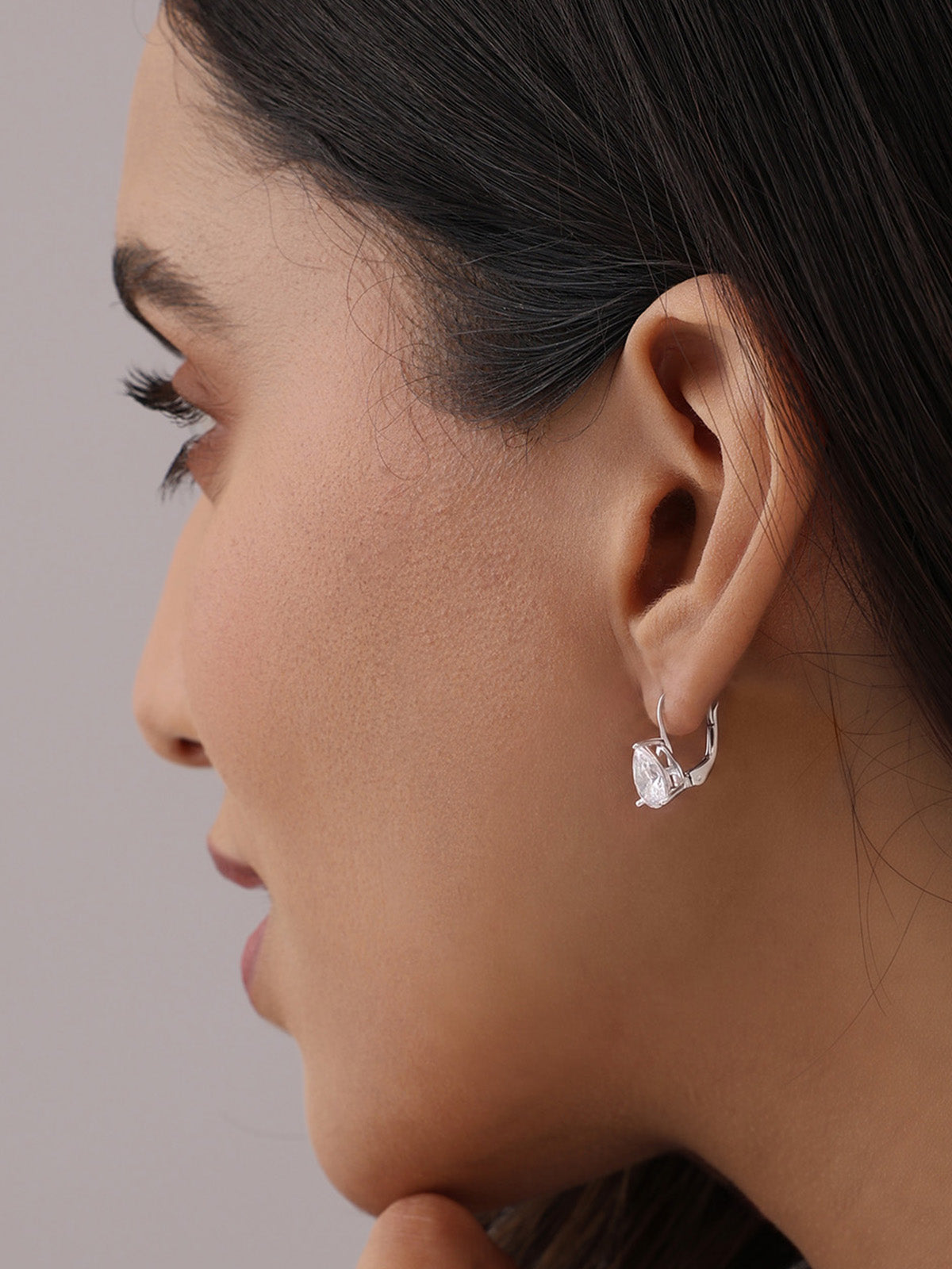 Rhodium Shine Drop Earrings