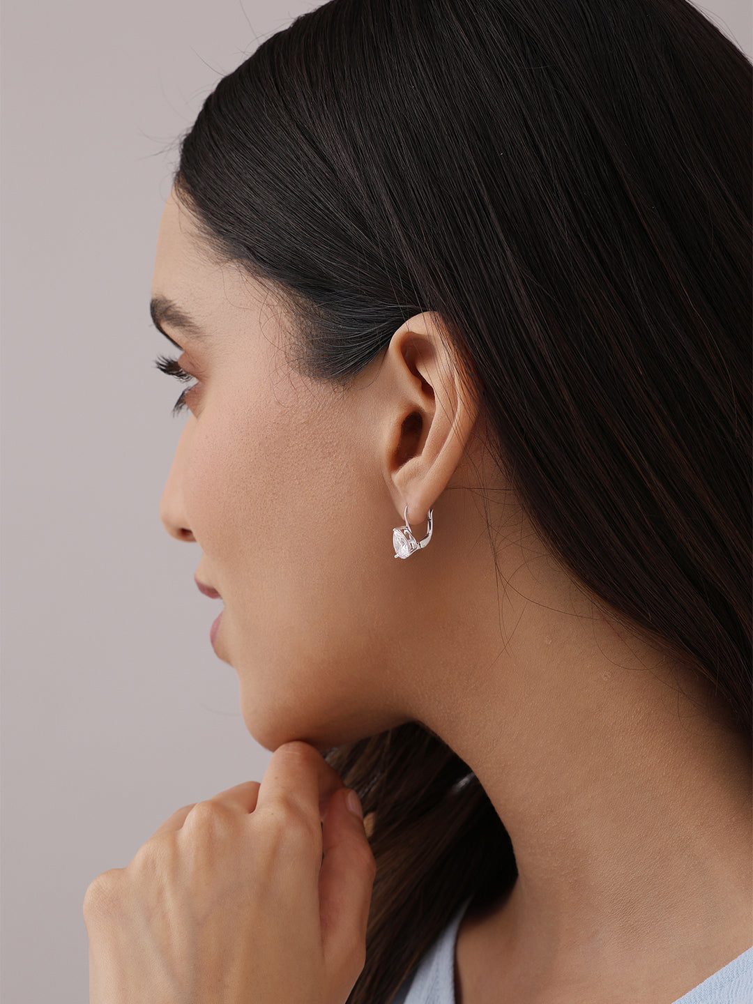 Rhodium Shine Drop Earrings