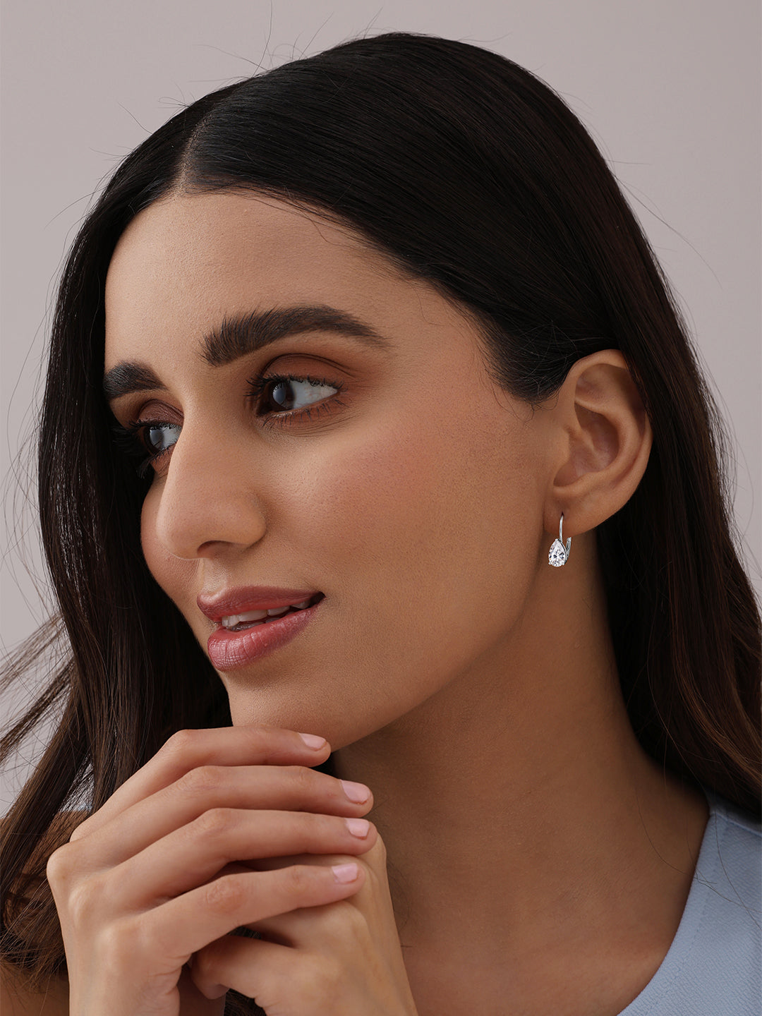 Rhodium Shine Drop Earrings