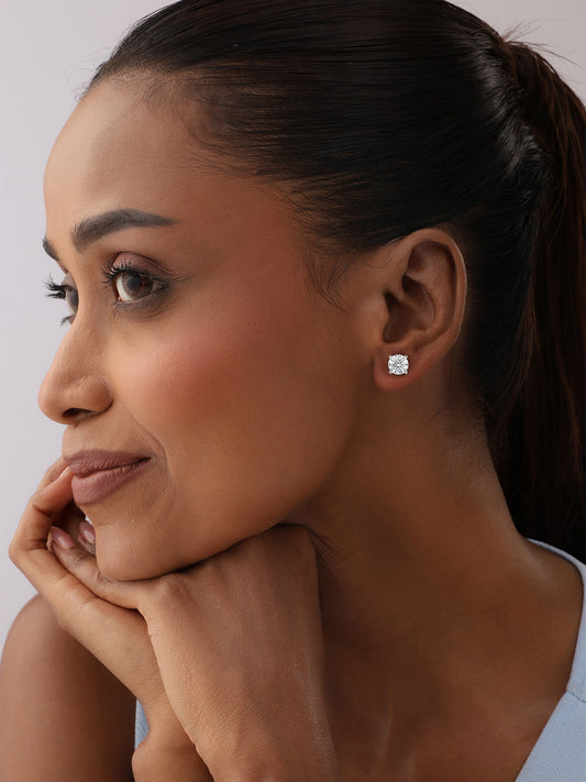 Round Cubic Zirconia Stud Earrings