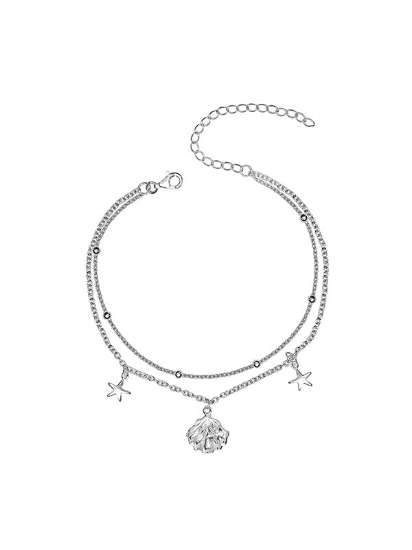 Layered Seashell Star Beaded Anklet