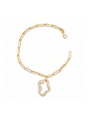 Wavy Studded Paper Clip Charm Bracelet for Women