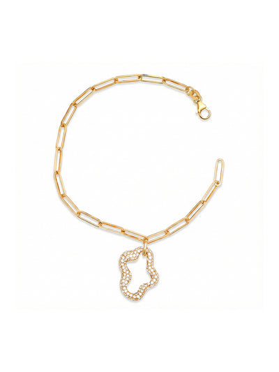 Wavy Studded Paper Clip Charm Bracelet for Women