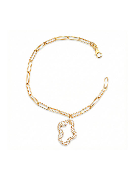 Wavy Studded Paper Clip Charm Bracelet for Women