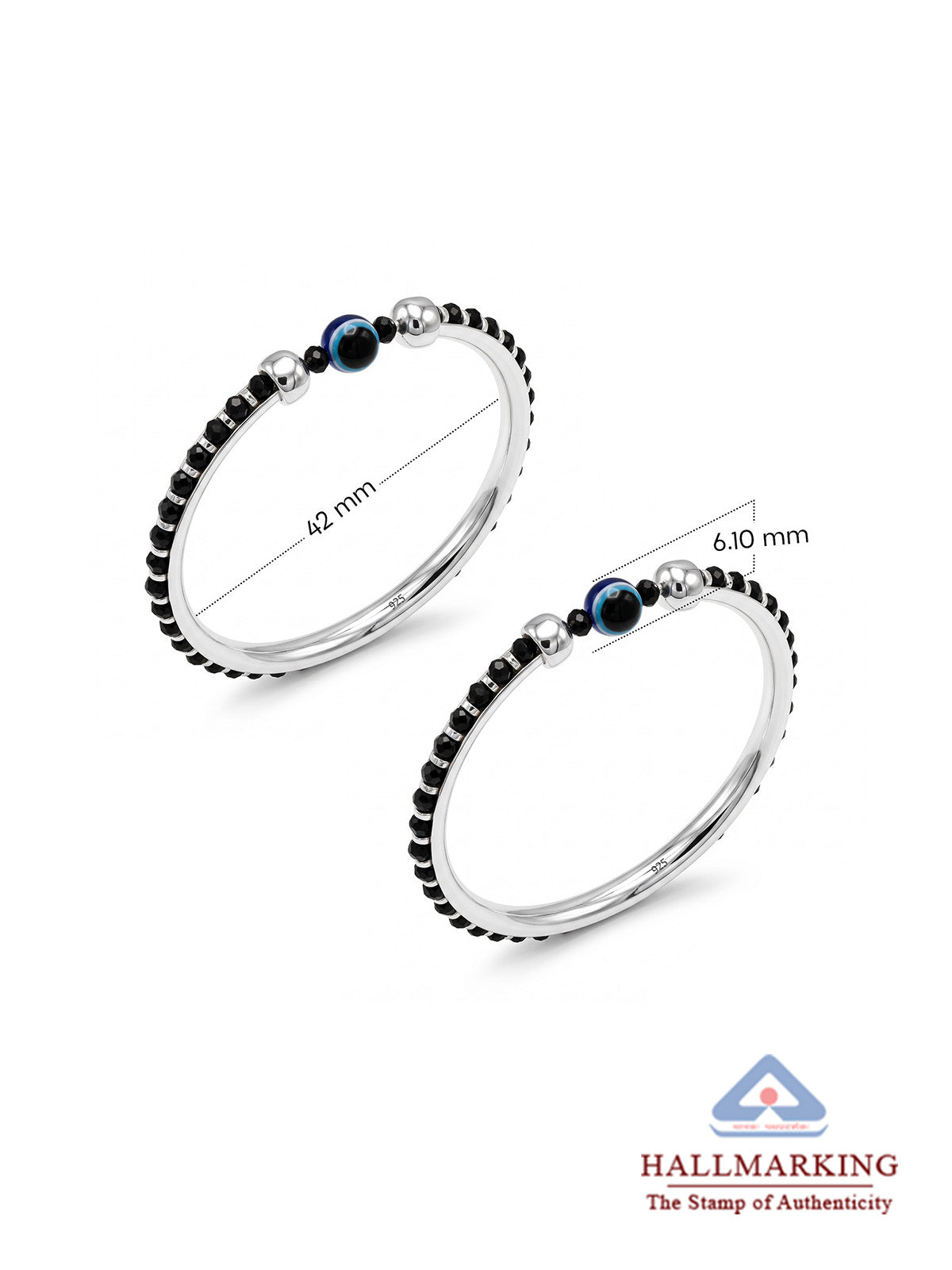 Silver Evil Eye Nazariya Bangles for Kids